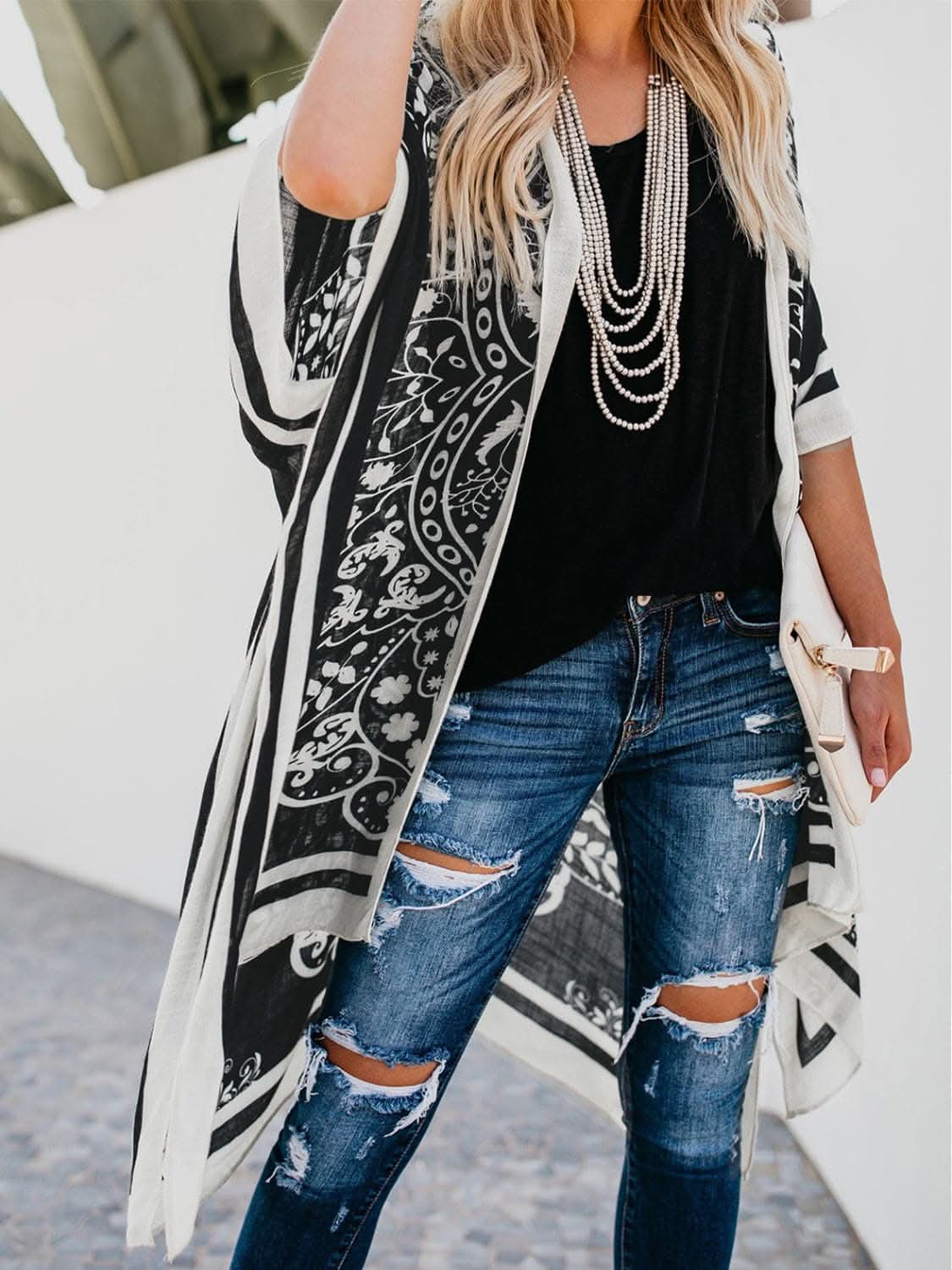 Stylish beach cover-up with print 