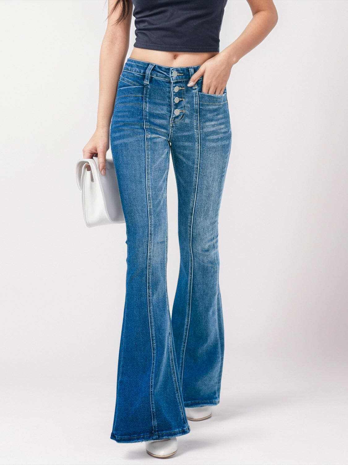 Stylish bootcut jeans with pockets - Love Salve 
