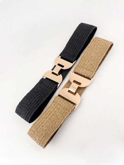 Stylish elastic waist belt with alloy buckle 