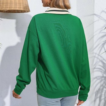 Stylish half zip blouse with graphic - Love Salve 