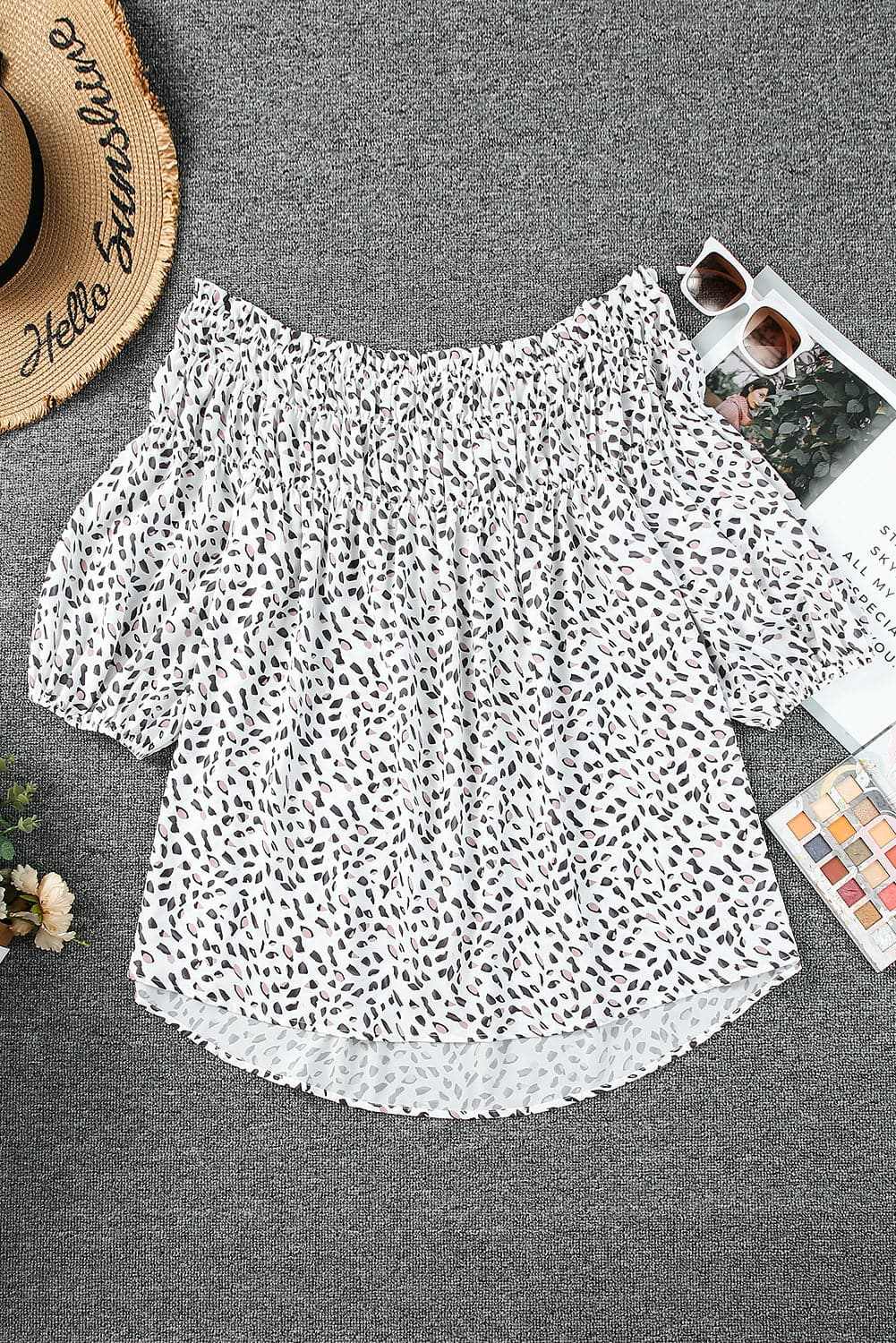 Stylish plus size off-shoulder blouse 