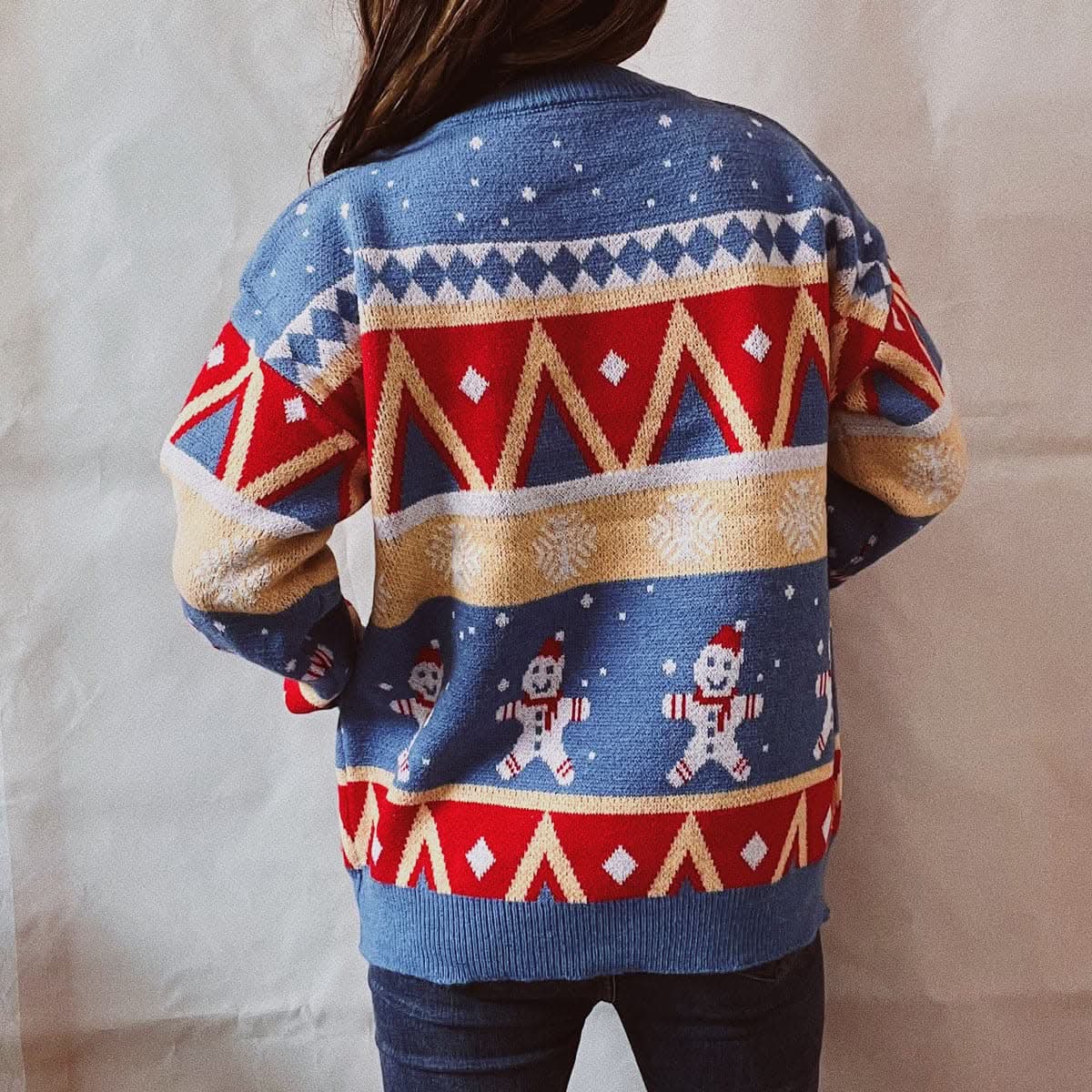Stylish printed long sleeve sweater 