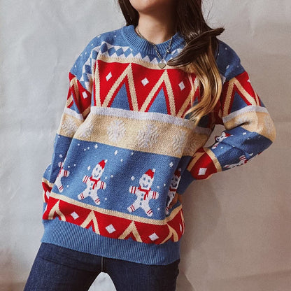 Stylish printed long sleeve sweater 
