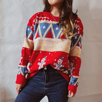 Stylish printed long sleeve sweater 