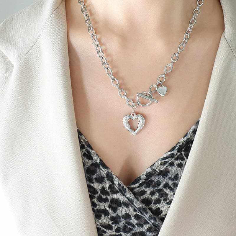 Stylish titanium heart pendant necklace - Love Salve 