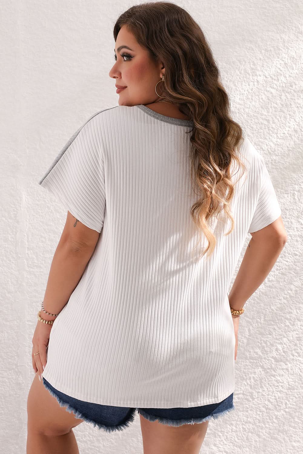 Stylish white batwing tee plus size - Love Salve 