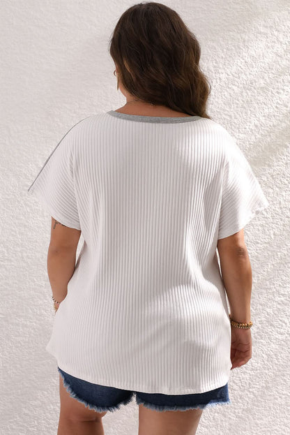 Stylish white batwing tee plus size - Love Salve 