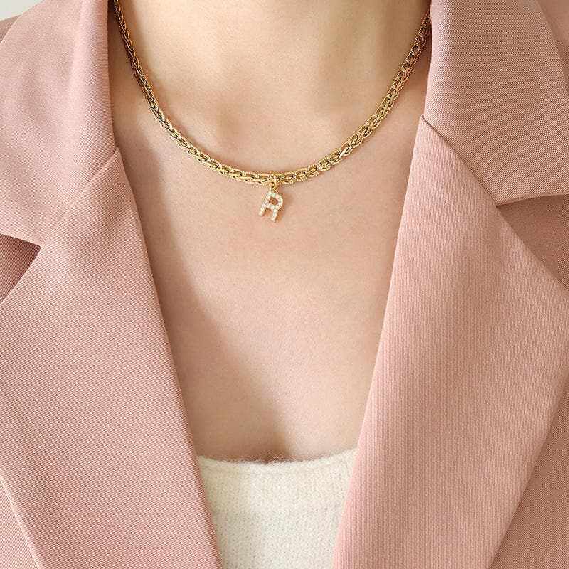 Stylish zircon letter pendant necklace - Love Salve 