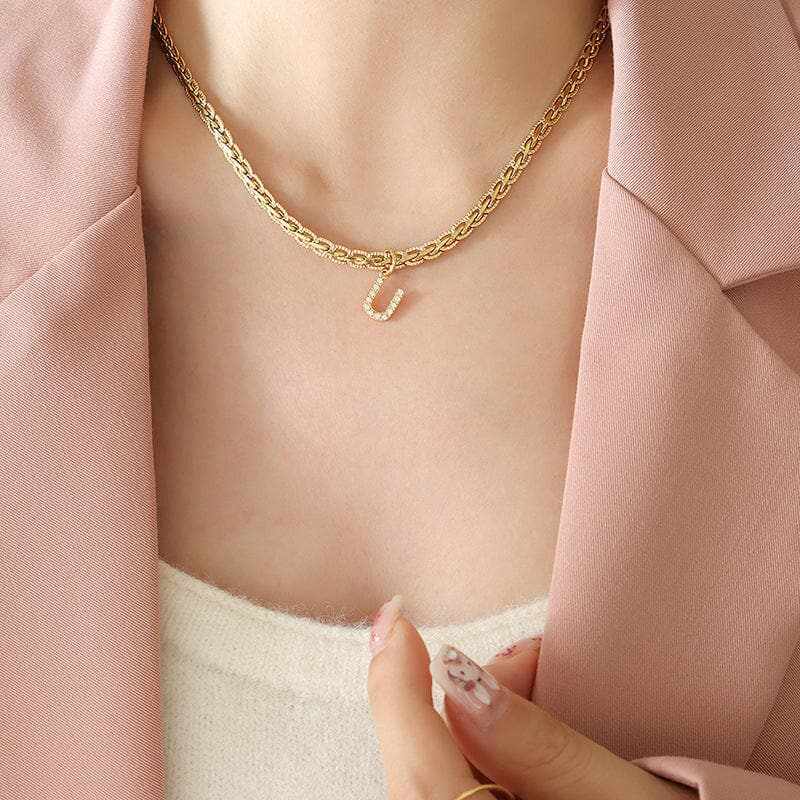 Stylish zircon letter pendant necklace - Love Salve 