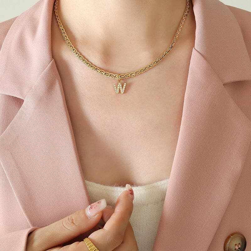 Stylish zircon letter pendant necklace - Love Salve 