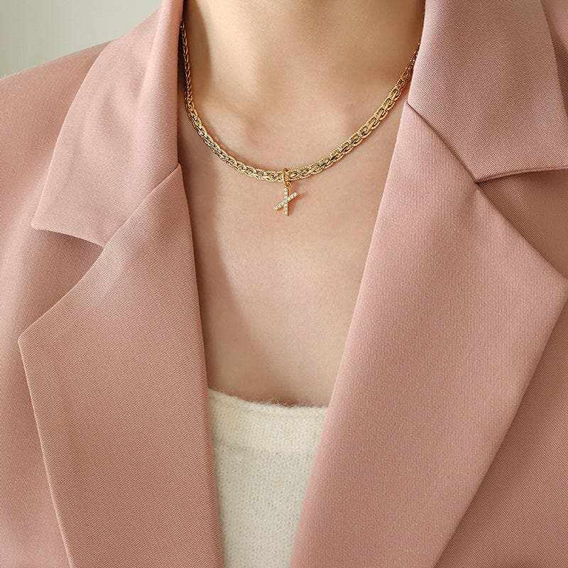 Stylish zircon letter pendant necklace - Love Salve 