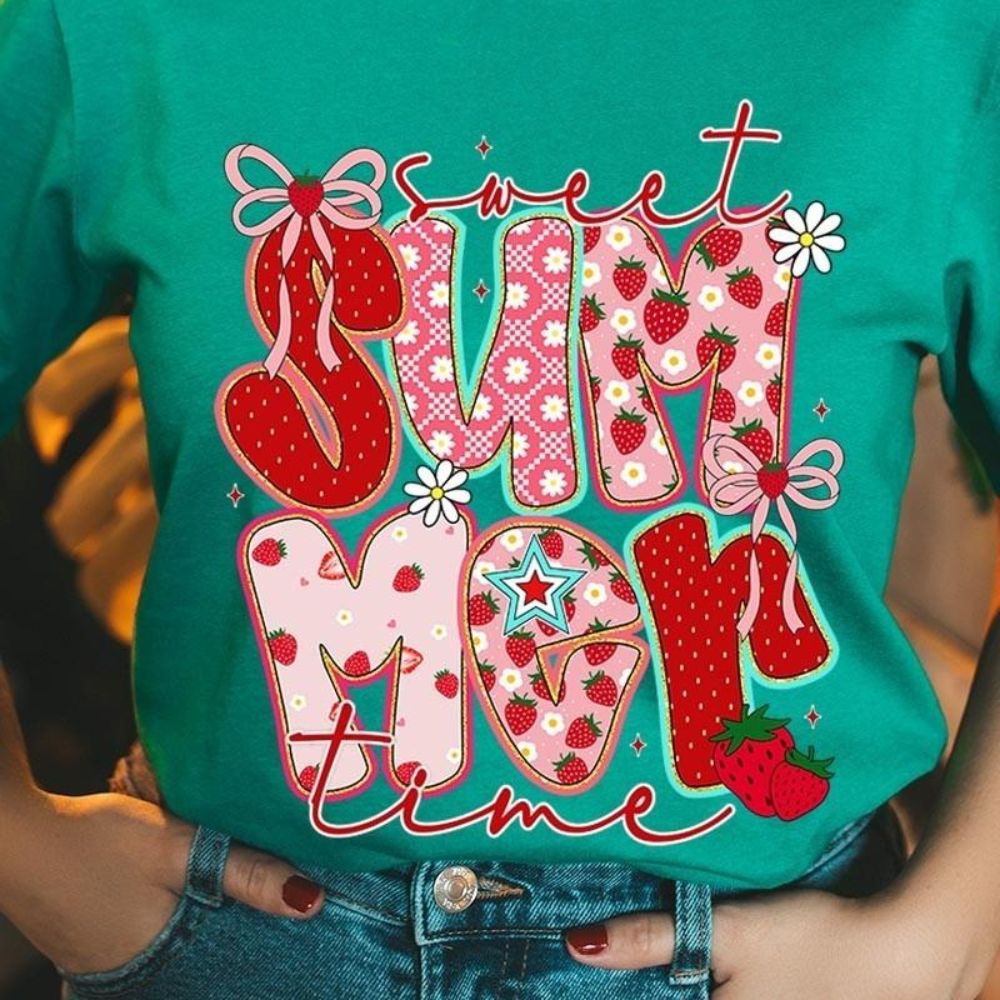 Sweet Summertime Graphic Tee – Cute Retro Summer T-Shirt, Aesthetic Beach Vibes, Casual Trendy Outfit Adorb.co