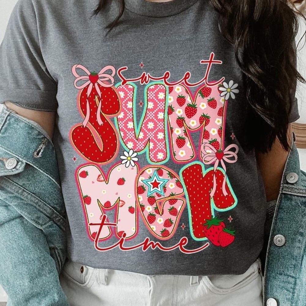 Sweet Summertime Graphic Tee – Cute Retro Summer T-Shirt, Aesthetic Beach Vibes, Casual Trendy Outfit Adorb.co