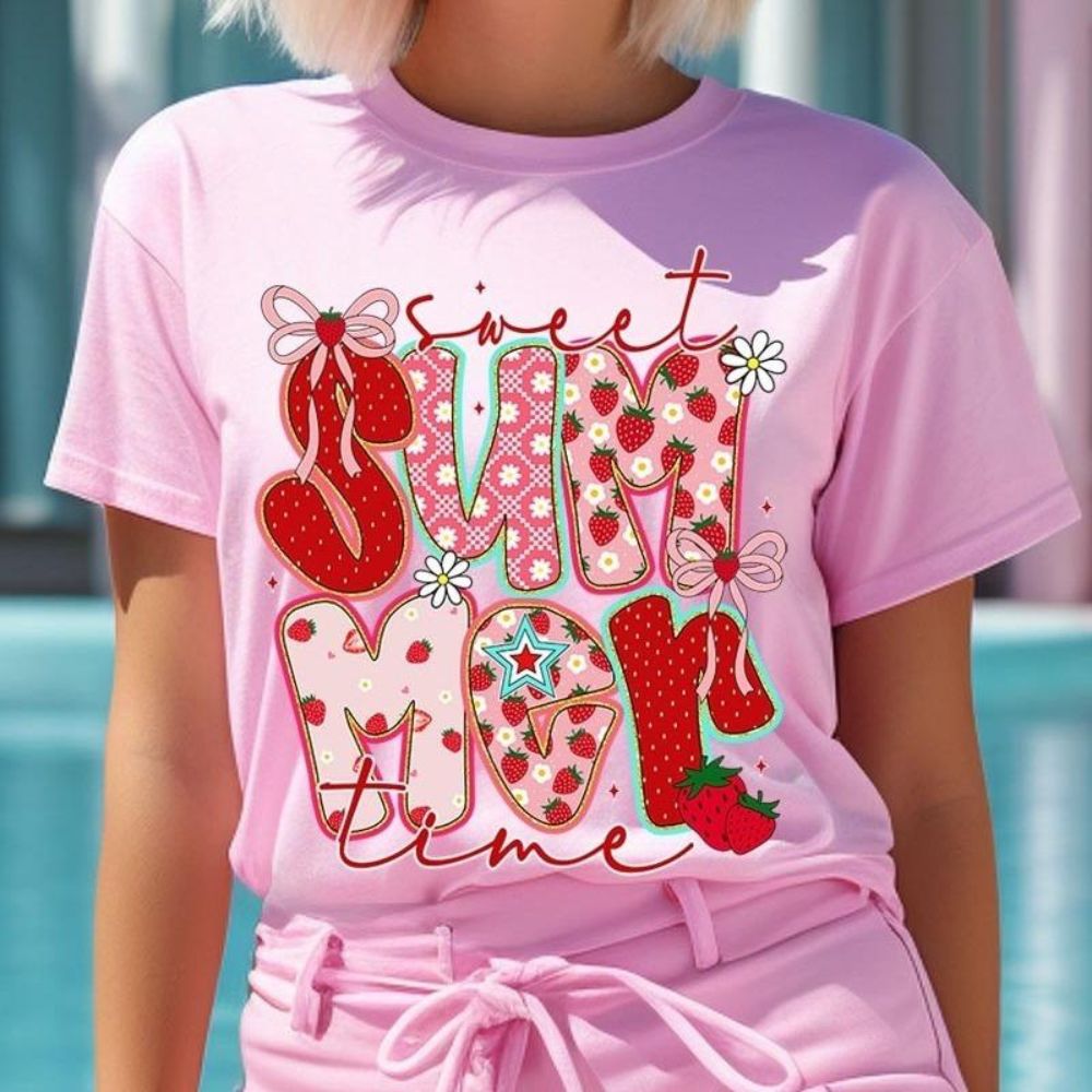 Sweet Summertime Graphic Tee – Cute Retro Summer T-Shirt, Aesthetic Beach Vibes, Casual Trendy Outfit Adorb.co