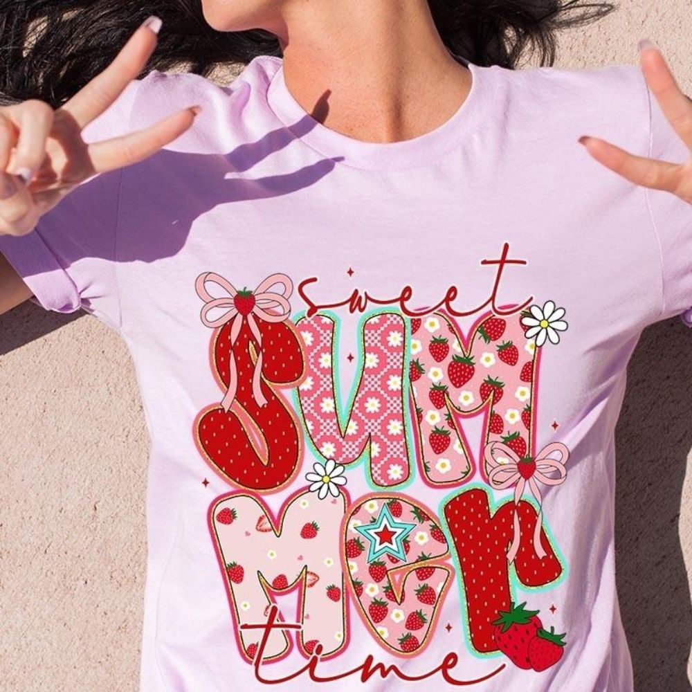 Sweet Summertime Graphic Tee – Cute Retro Summer T-Shirt, Aesthetic Beach Vibes, Casual Trendy Outfit Adorb.co
