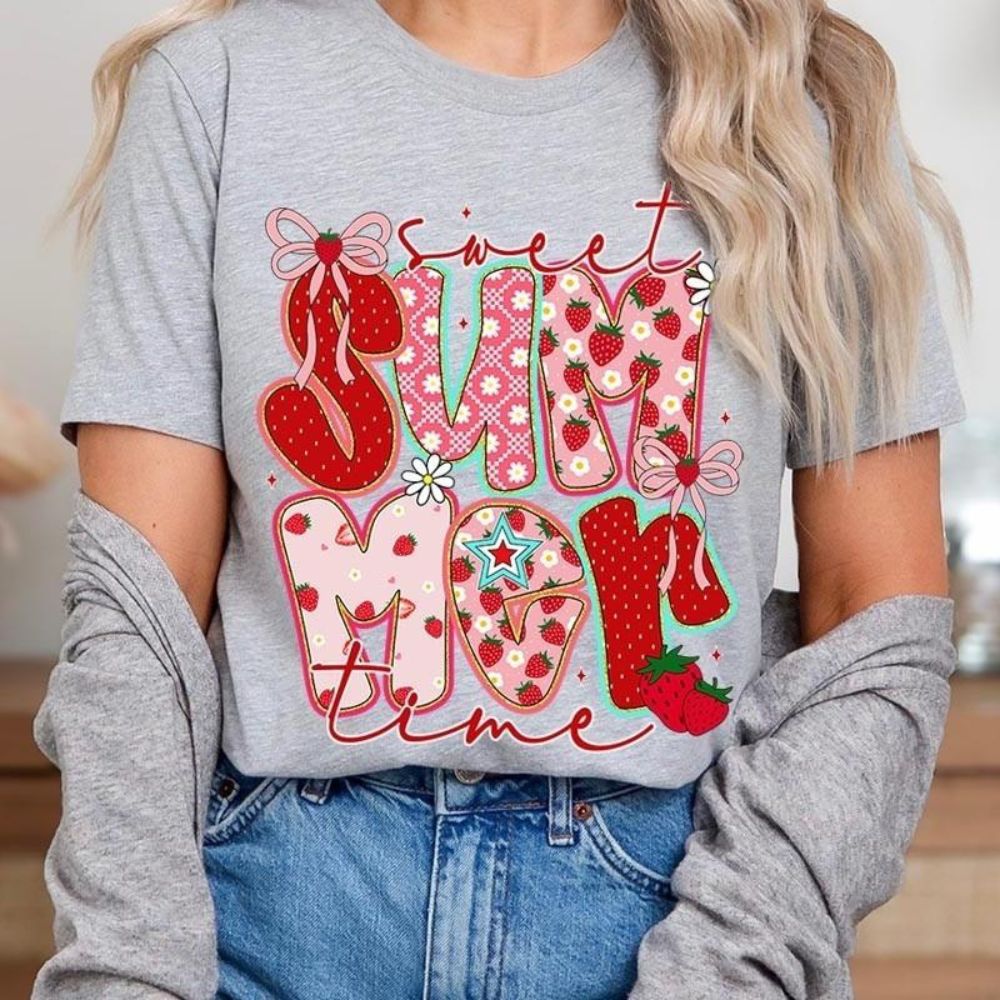 Sweet Summertime Graphic Tee – Cute Retro Summer T-Shirt, Aesthetic Beach Vibes, Casual Trendy Outfit Adorb.co