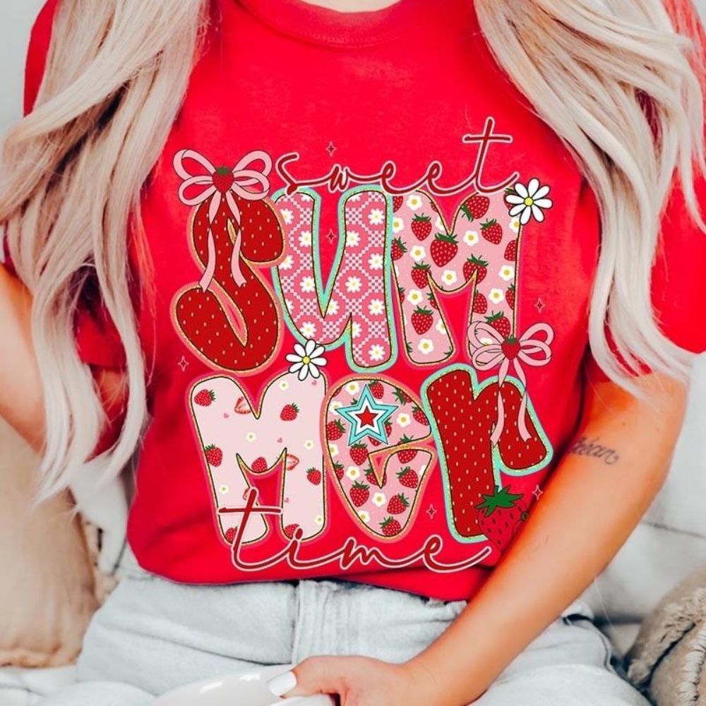 Sweet Summertime Graphic Tee – Cute Retro Summer T-Shirt, Aesthetic Beach Vibes, Casual Trendy Outfit Adorb.co