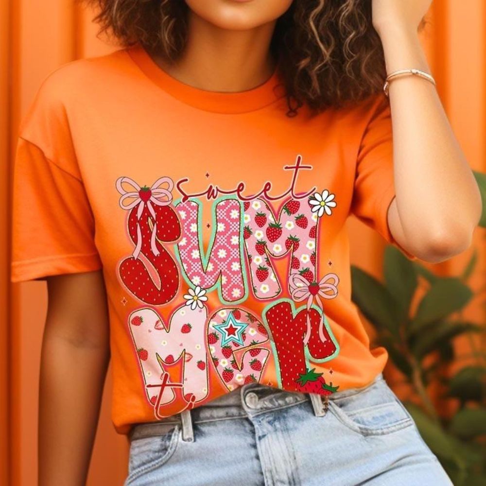 Sweet Summertime Graphic Tee – Cute Retro Summer T-Shirt, Aesthetic Beach Vibes, Casual Trendy Outfit Adorb.co