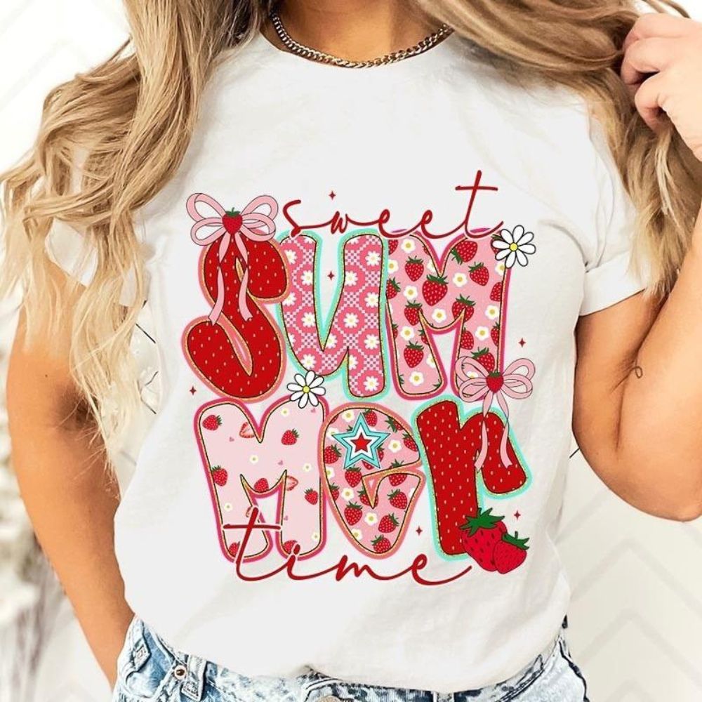 Sweet Summertime Graphic Tee – Cute Retro Summer T-Shirt, Aesthetic Beach Vibes, Casual Trendy Outfit Adorb.co
