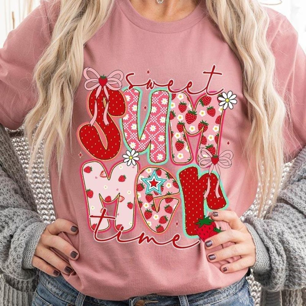 Sweet Summertime Graphic Tee – Cute Retro Summer T-Shirt, Aesthetic Beach Vibes, Casual Trendy Outfit Adorb.co