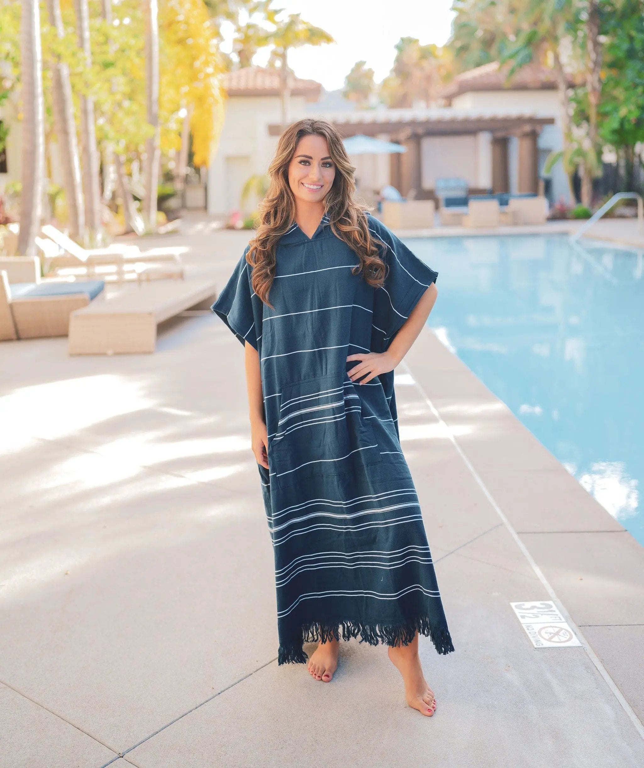 Del Mar Terry Turkish Towel Surf Poncho Beach Cover Up Quick Dry Comfort - Love Salve 