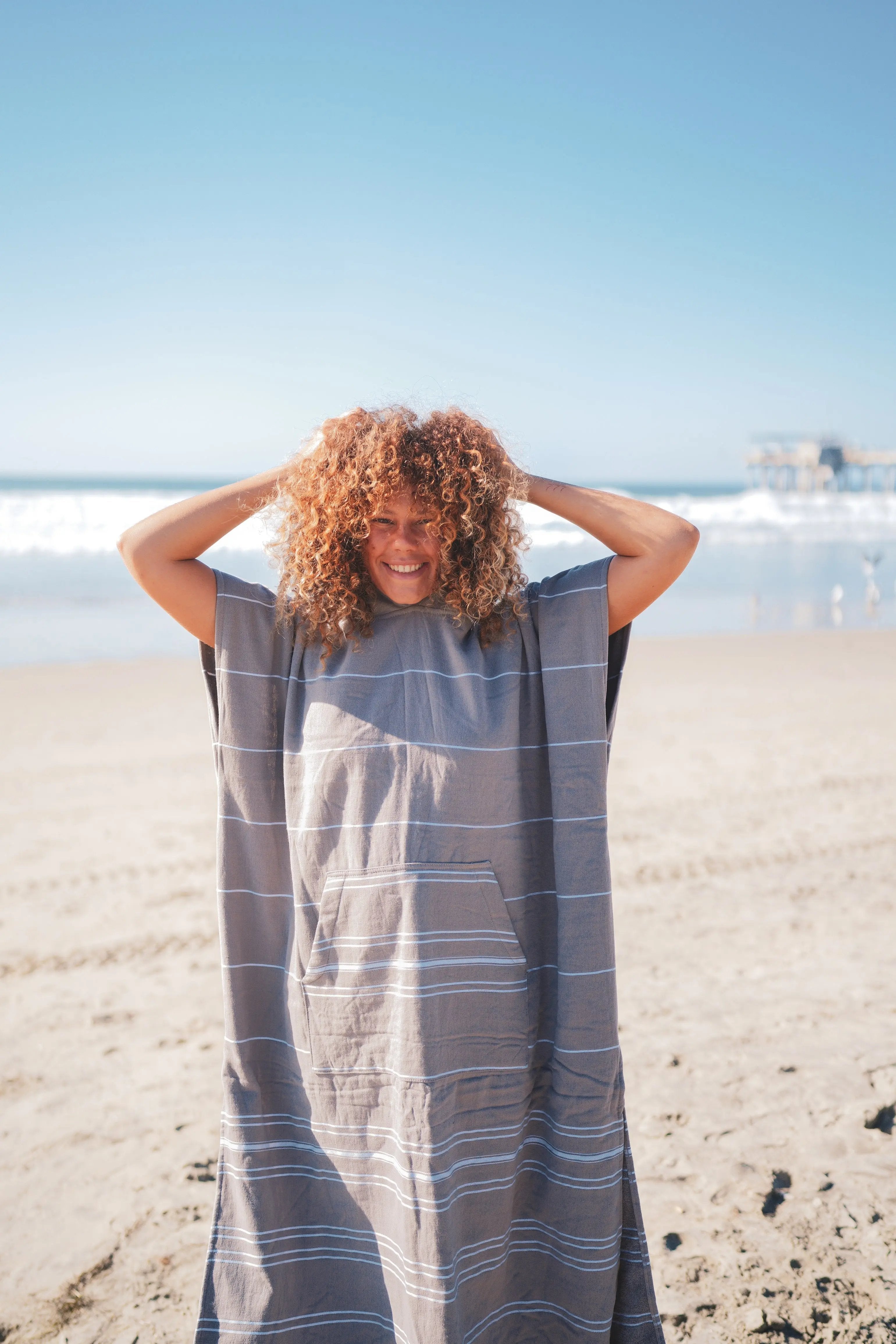 Del Mar Terry Turkish Towel Surf Poncho Beach Cover Up Quick Dry Comfort - Love Salve 