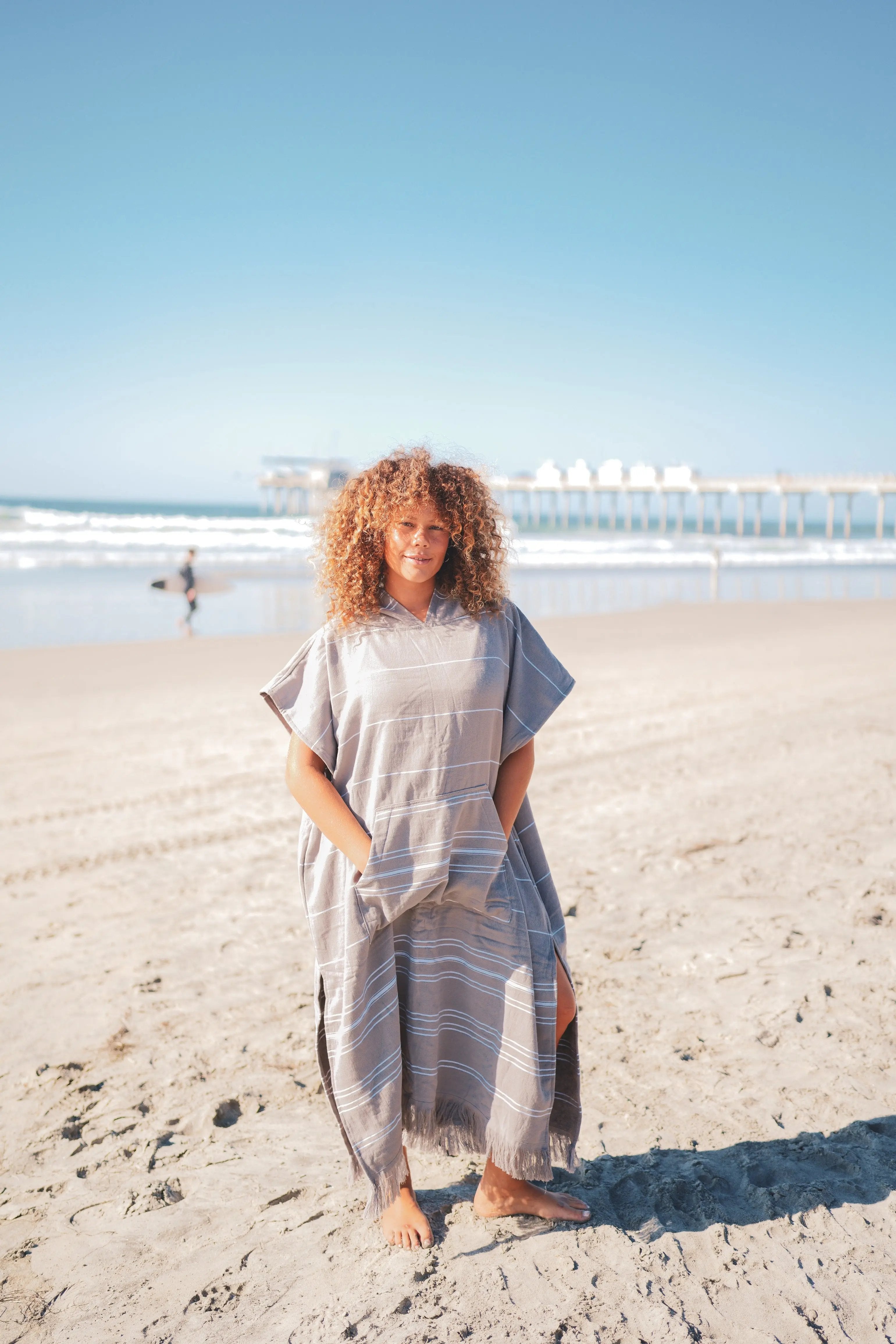 Del Mar Terry Turkish Towel Surf Poncho Beach Cover Up Quick Dry Comfort - Love Salve 