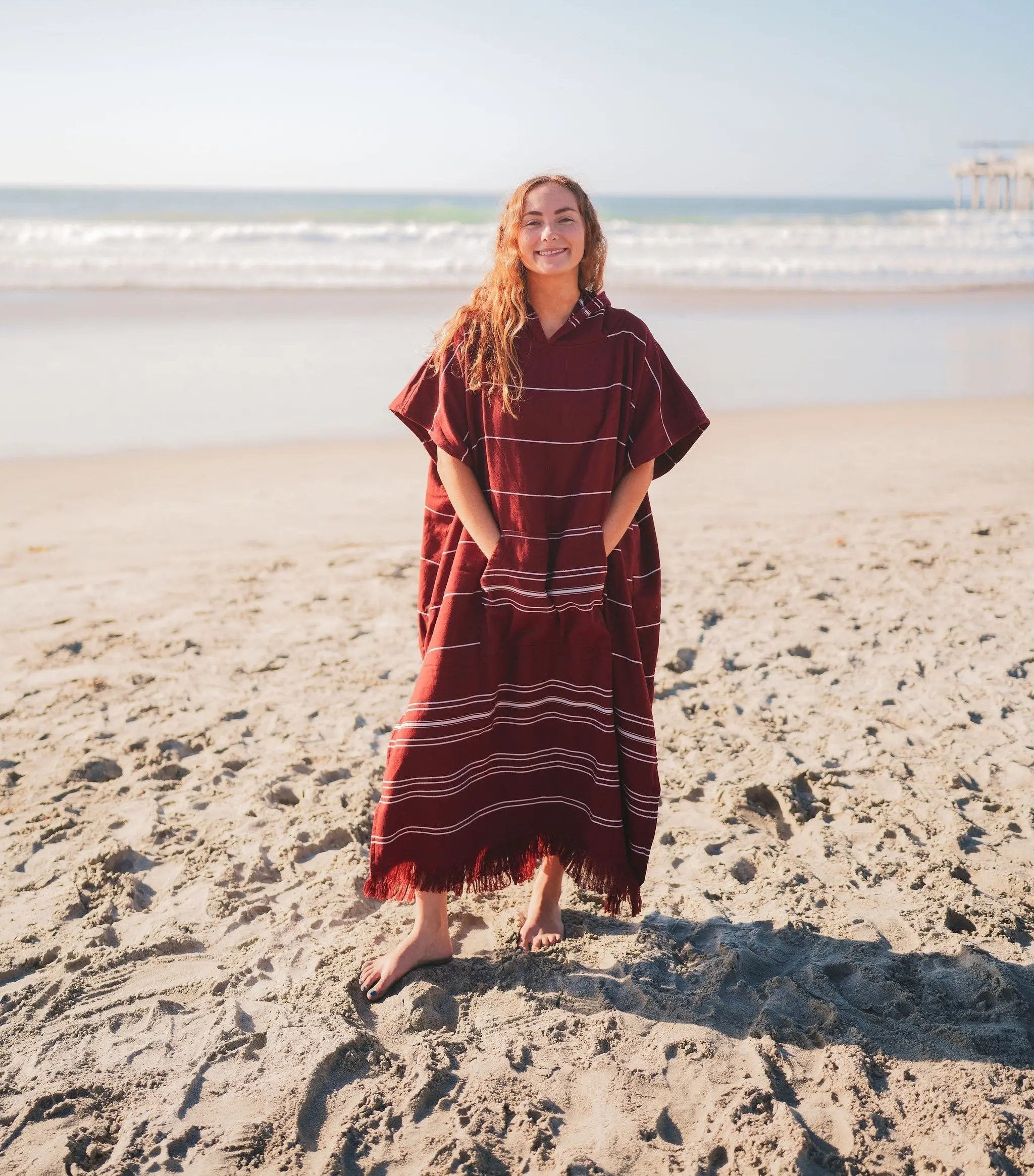 Del Mar Terry Turkish Towel Surf Poncho Beach Cover Up Quick Dry Comfort - Love Salve 