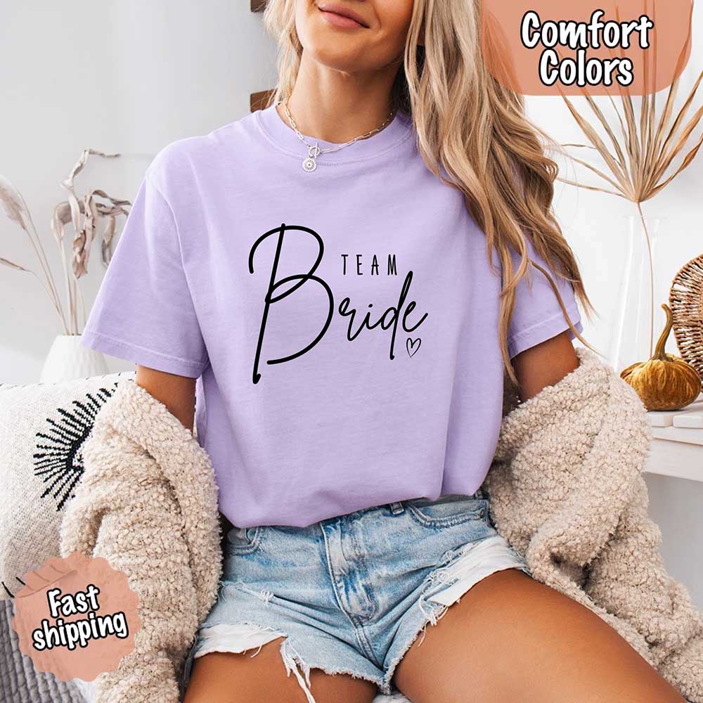 Team Bride Comfort Colors Shirts – Bride, Bridesmaid, Bachelorette Party & Proposal Gift Tees Adorb Custom Tees