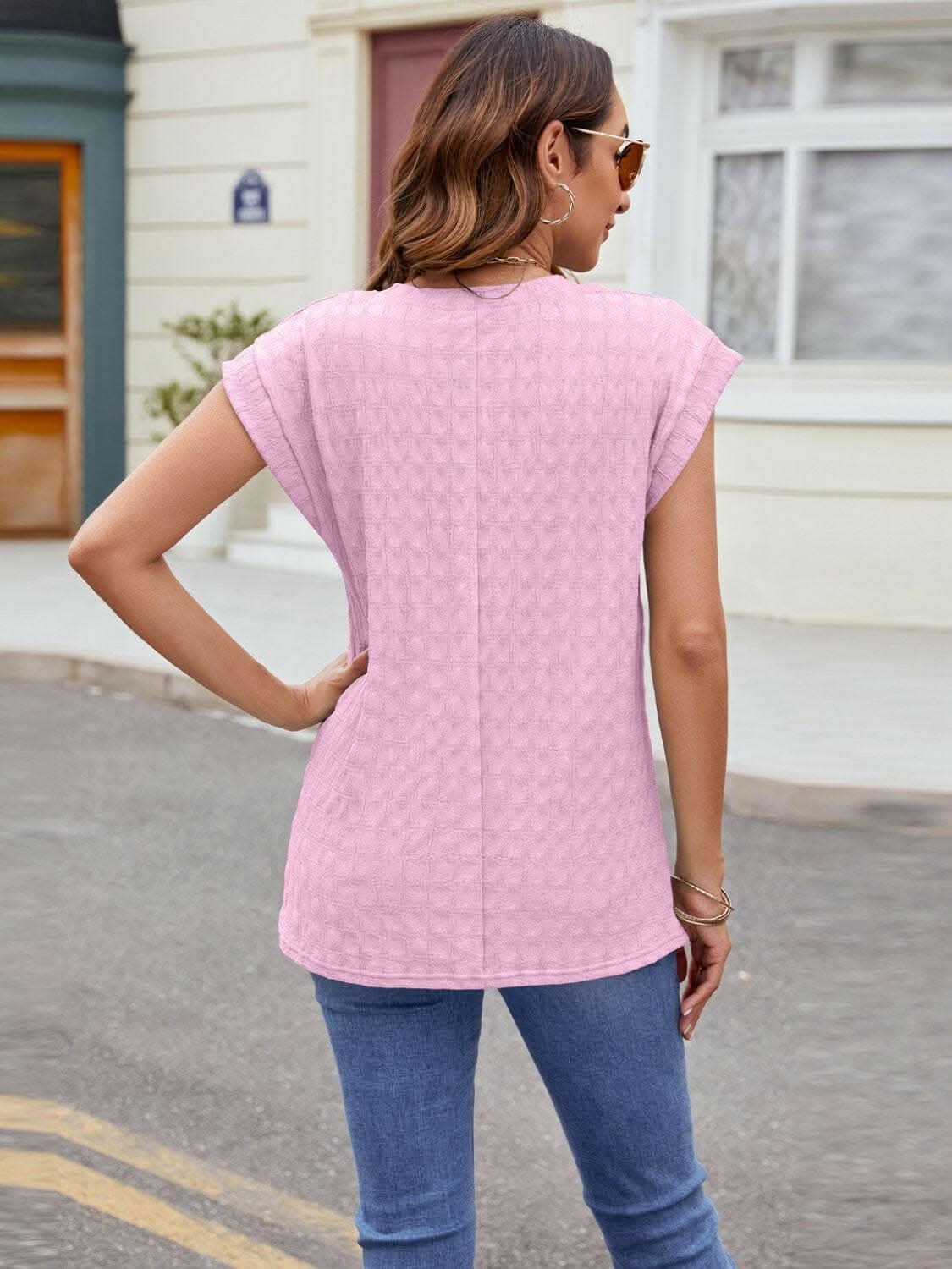 Textured cap sleeve t-shirt - Love Salve 