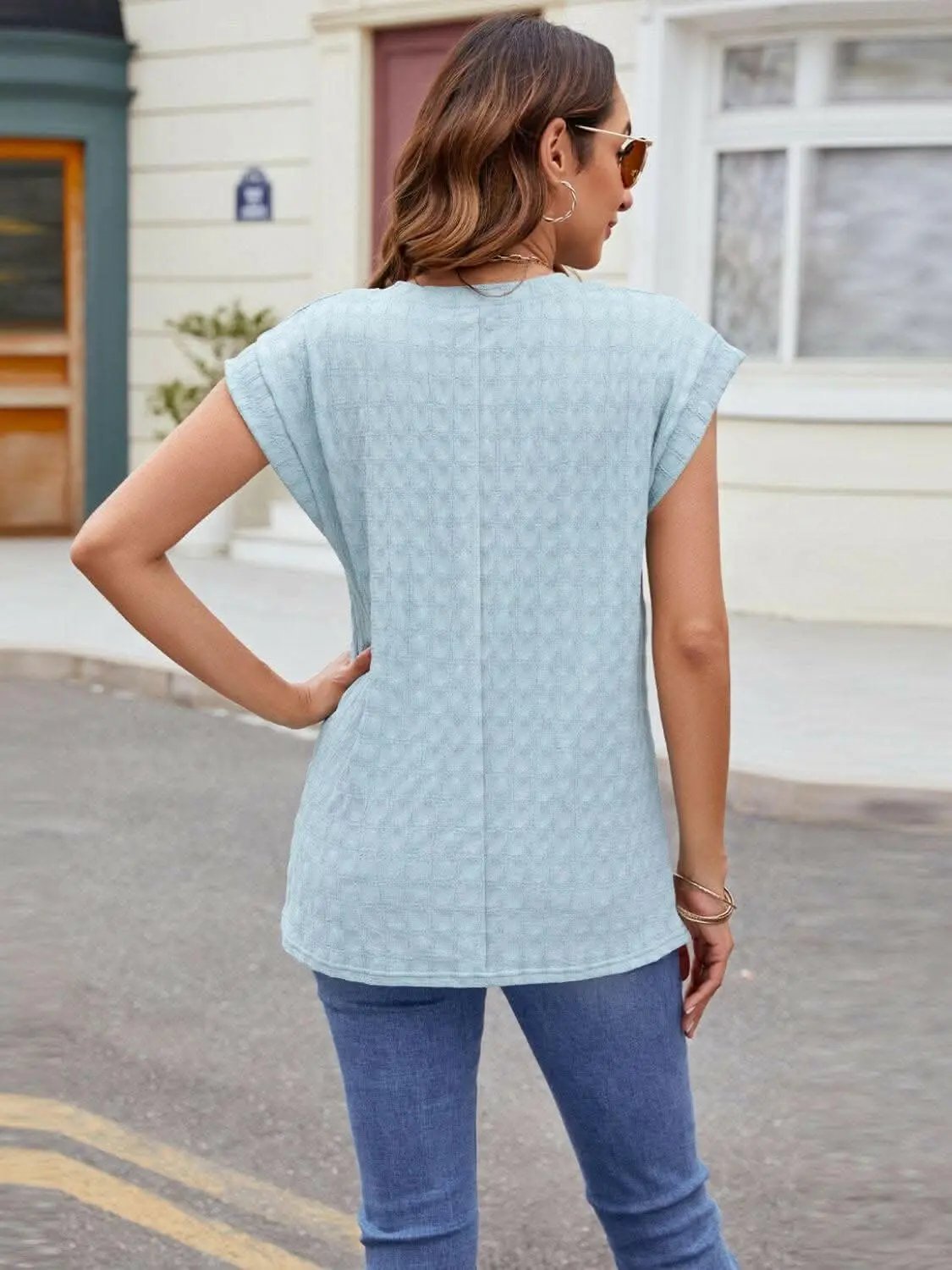Textured cap sleeve t-shirt - Love Salve 