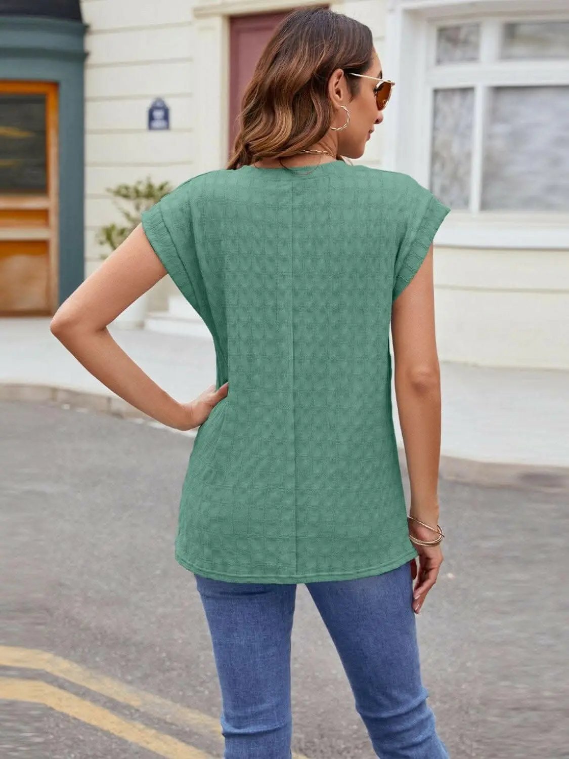 Textured cap sleeve t-shirt - Love Salve 