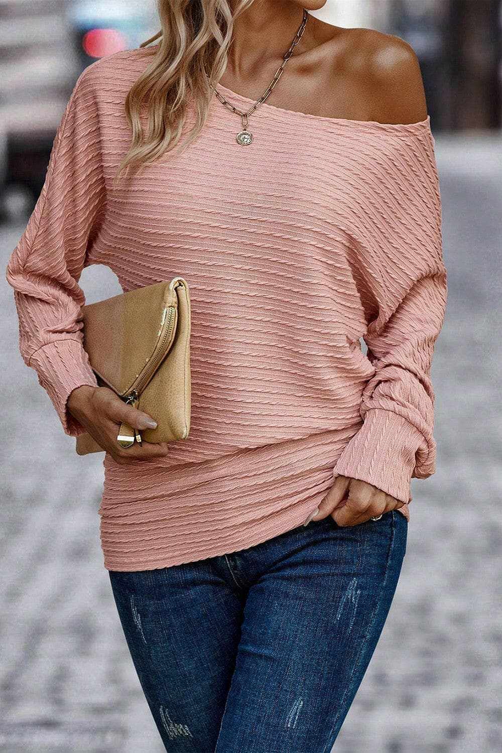 Textured long sleeve top - comfy fit - Love Salve 