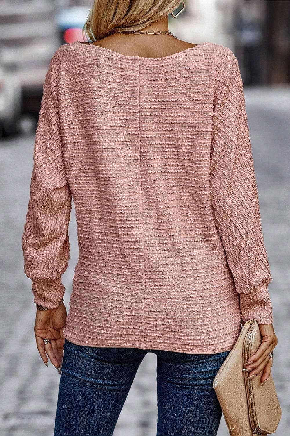 Textured long sleeve top - comfy fit - Love Salve 