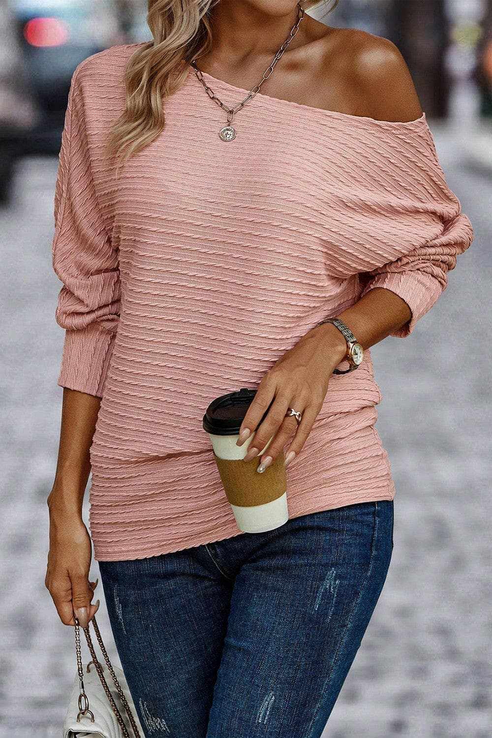 Textured long sleeve top - comfy fit - Love Salve 