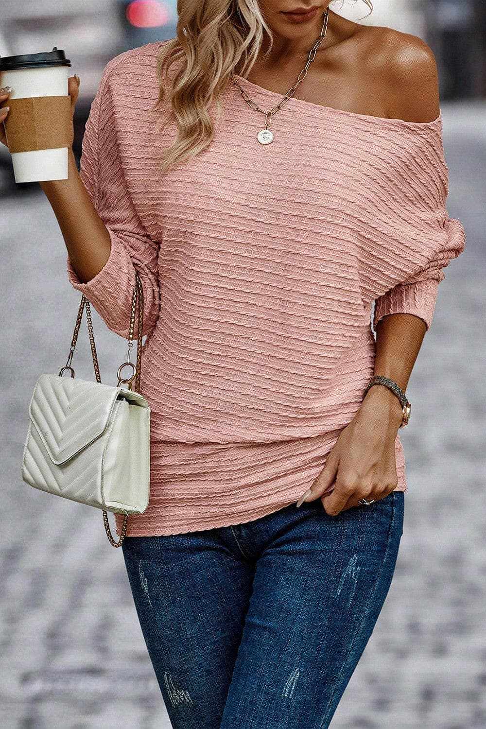 Textured long sleeve top - comfy fit - Love Salve 