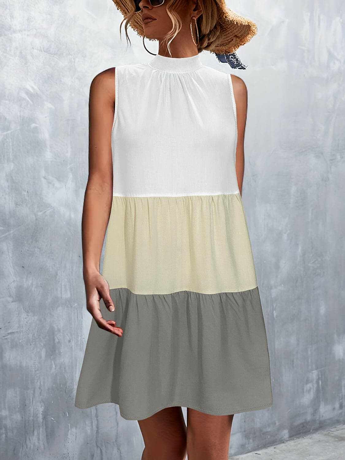 Tied color block sleeveless dress - Love Salve 