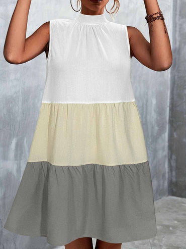 Tied color block sleeveless dress - Love Salve 