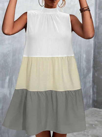 Tied color block sleeveless dress - Love Salve 
