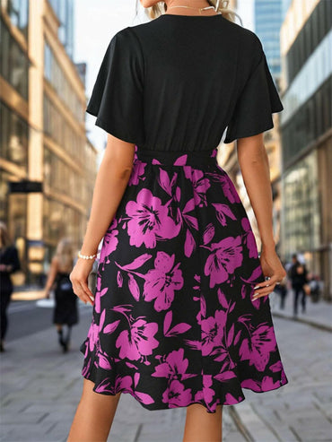 Tied floral mini dress - elegant style - Love Salve 