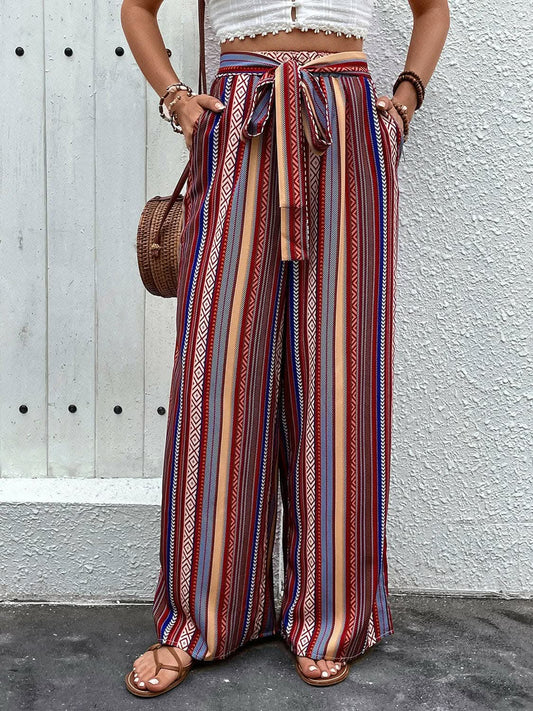 Tied geometric wide-leg pants - Love Salve 