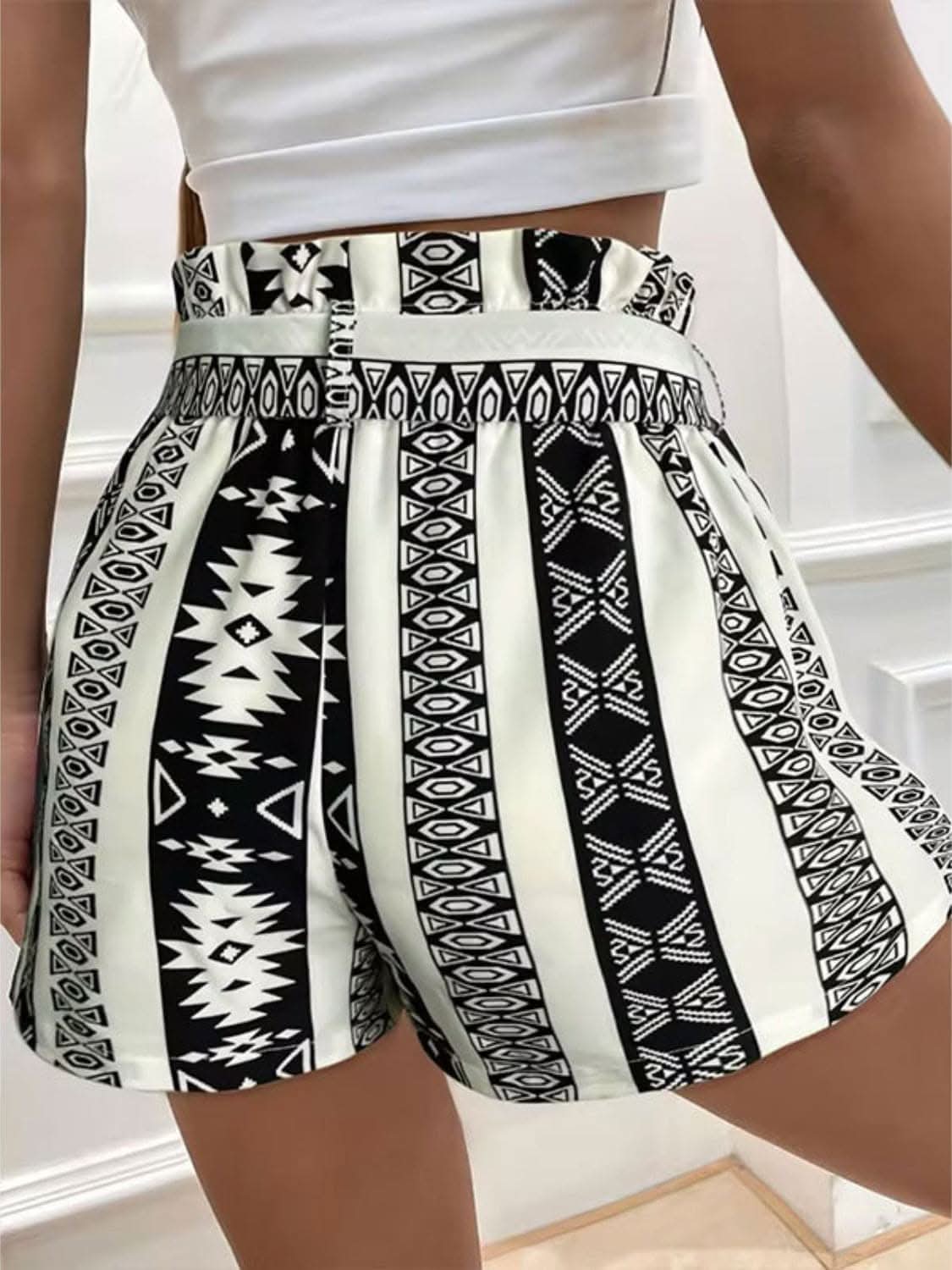 Tied sheer geometric shorts - S to XL 
