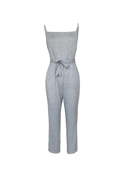 Tied strap square neck jumpsuit - Love Salve 
