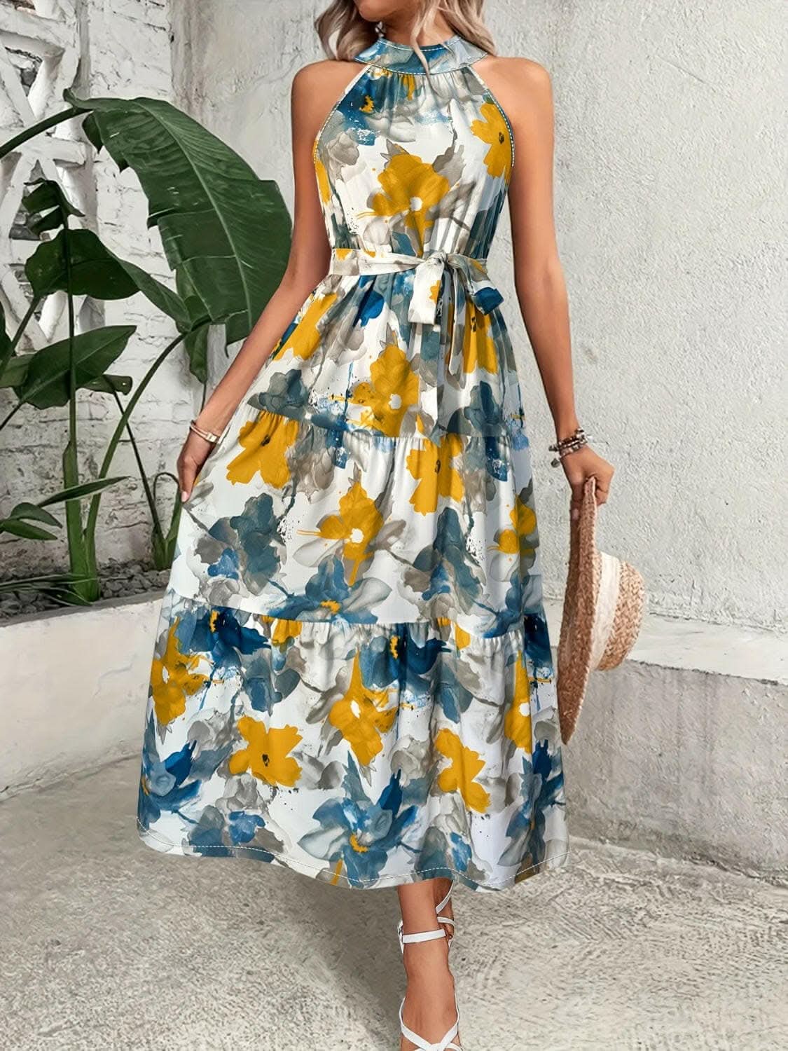 Tiered mock neck dress - elegant style - Love Salve 
