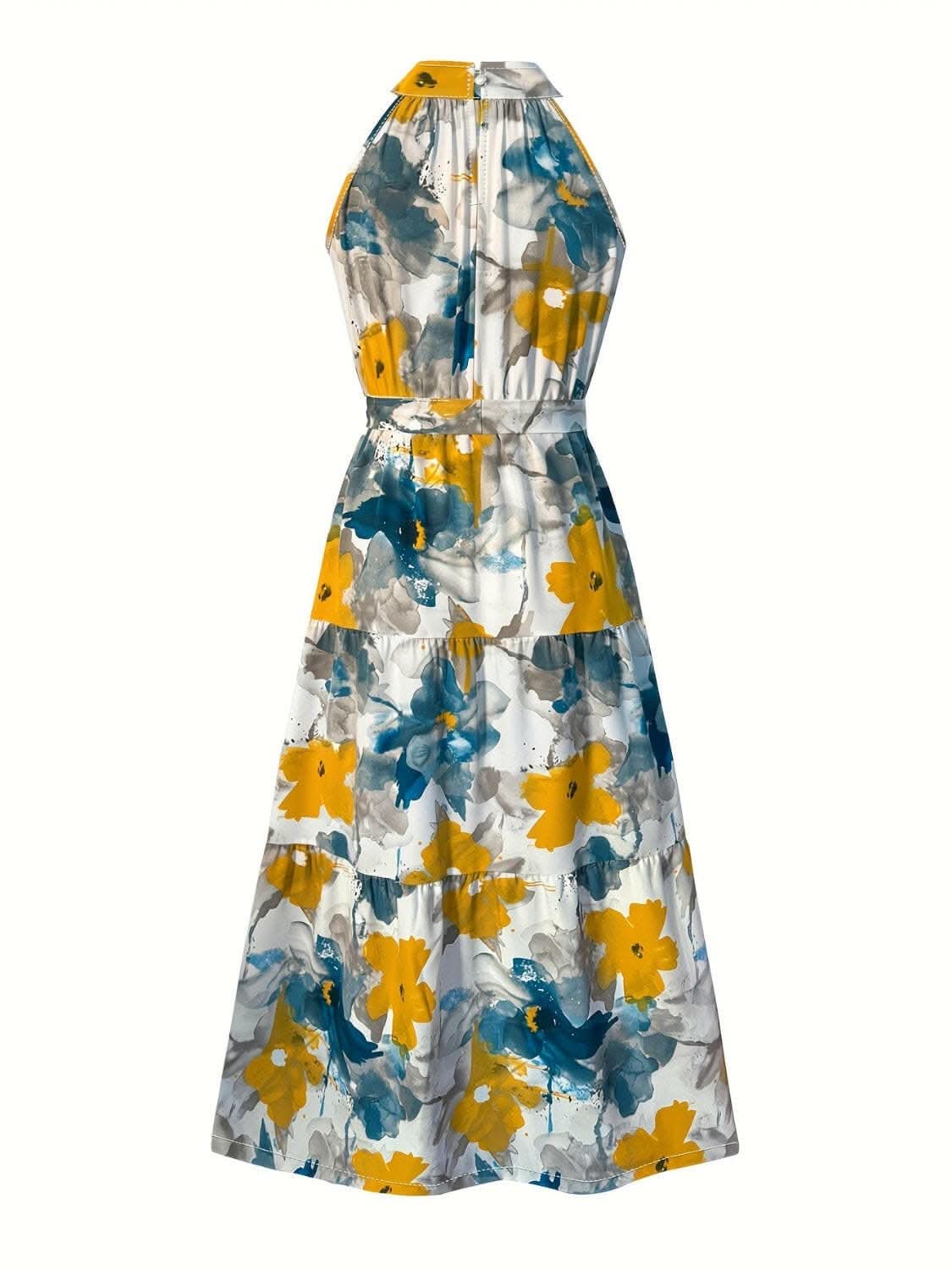 Tiered mock neck dress - elegant style - Love Salve 