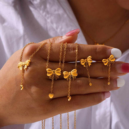 Titanium steel gold bow necklace - Love Salve 