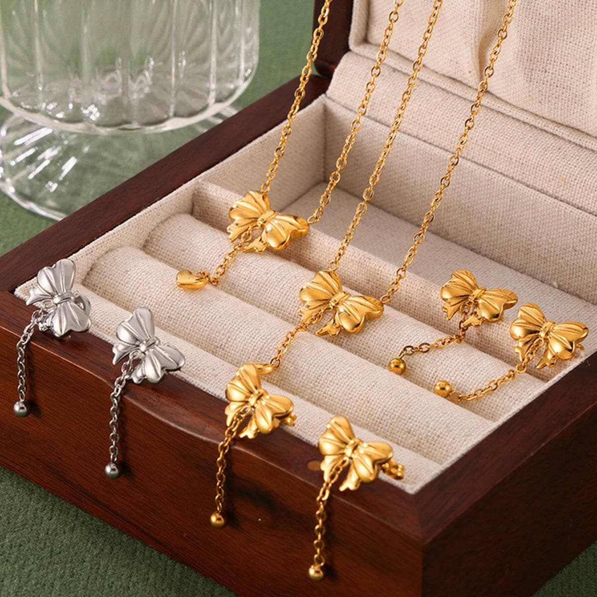 Titanium steel gold bow necklace - Love Salve 