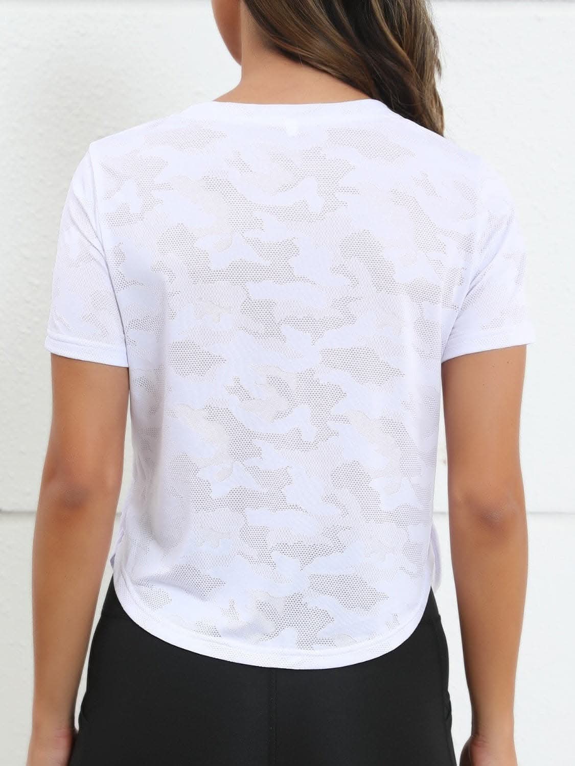 Trendy camo tee with slit design 