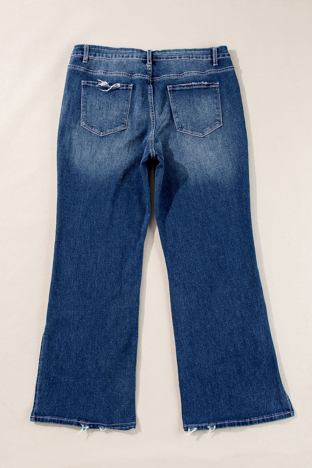 Trendy dirty blue plus size flare jeans 