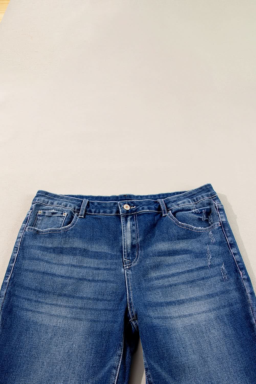 Trendy dirty blue plus size flare jeans 
